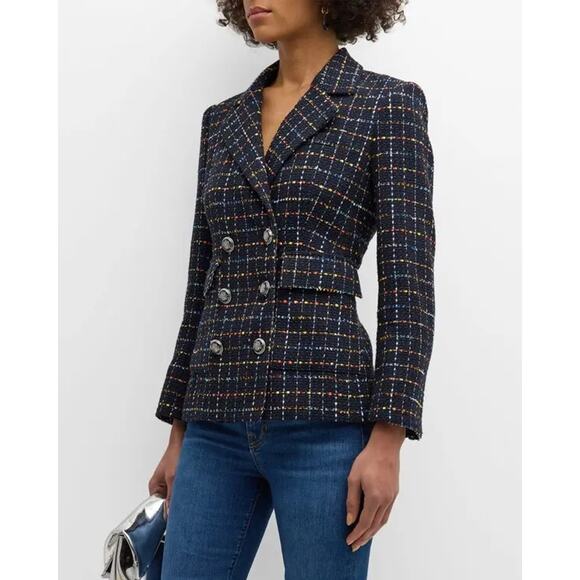 Veronica Beard Rumer Dickey Jacket Blue Tweed Double Breasted Size 8 Preowned - Picture 12 of 12